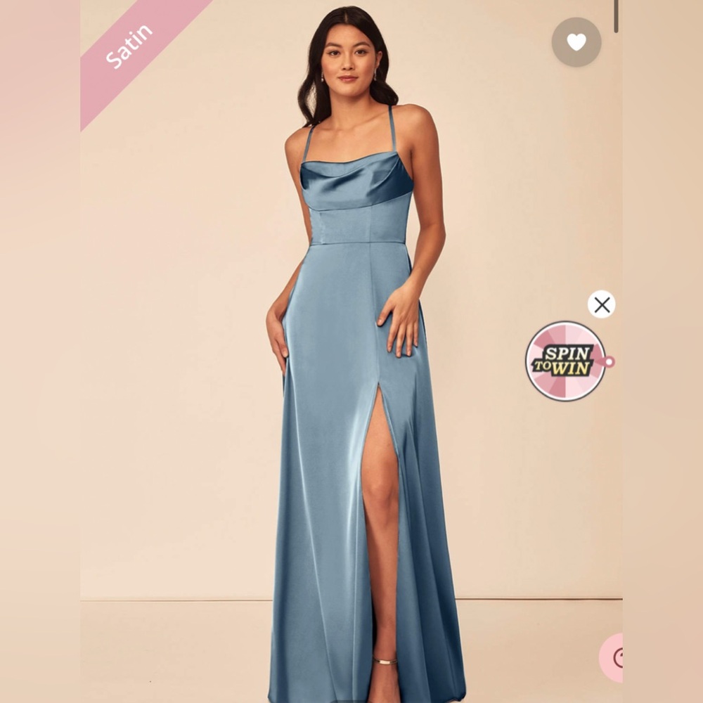 Azazie Dusty Blue Satin Bridesmaid Dress